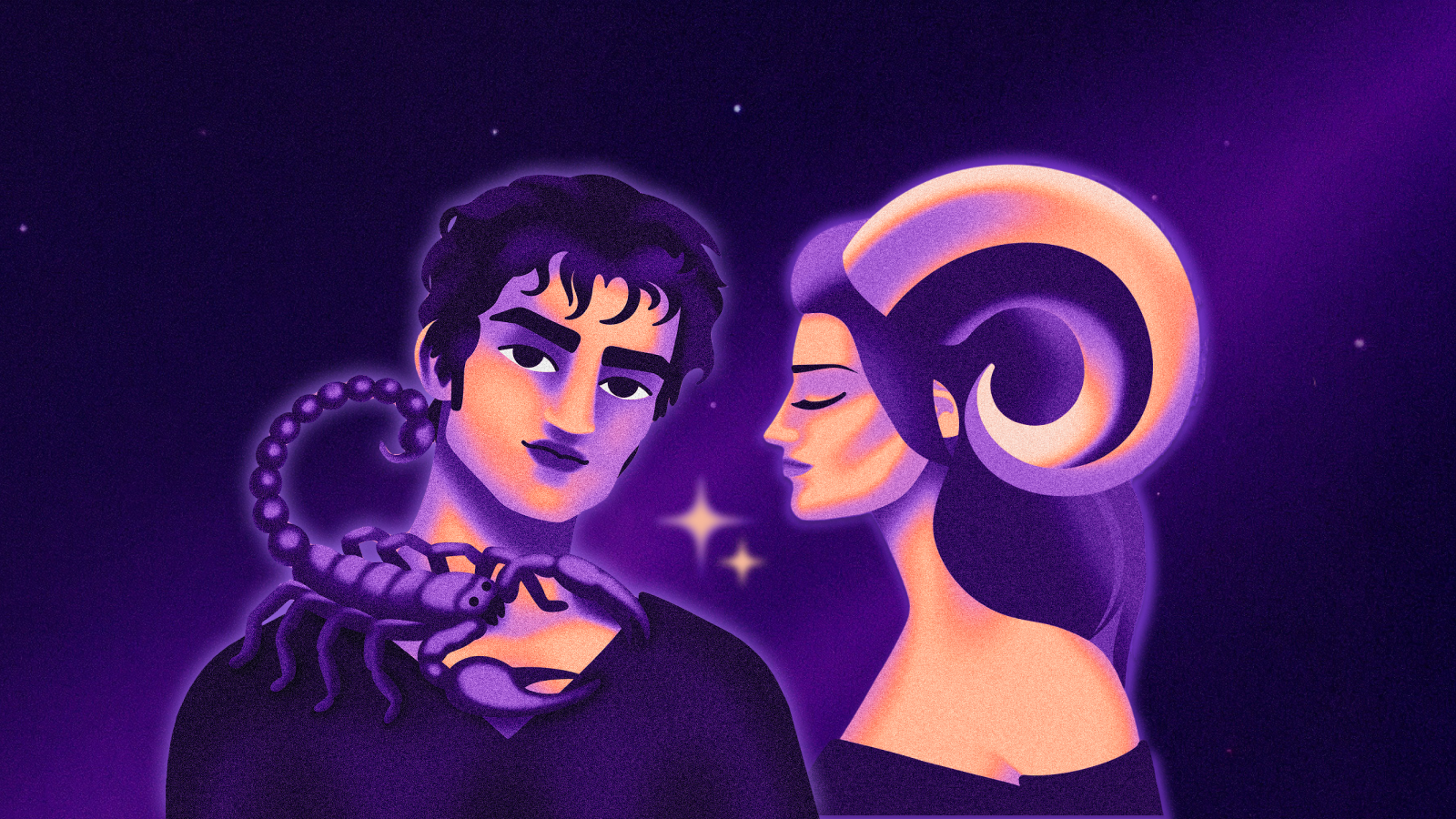 Иллюстрация к статье: Преображающая любовь: совместимость Овна и Скорпиона