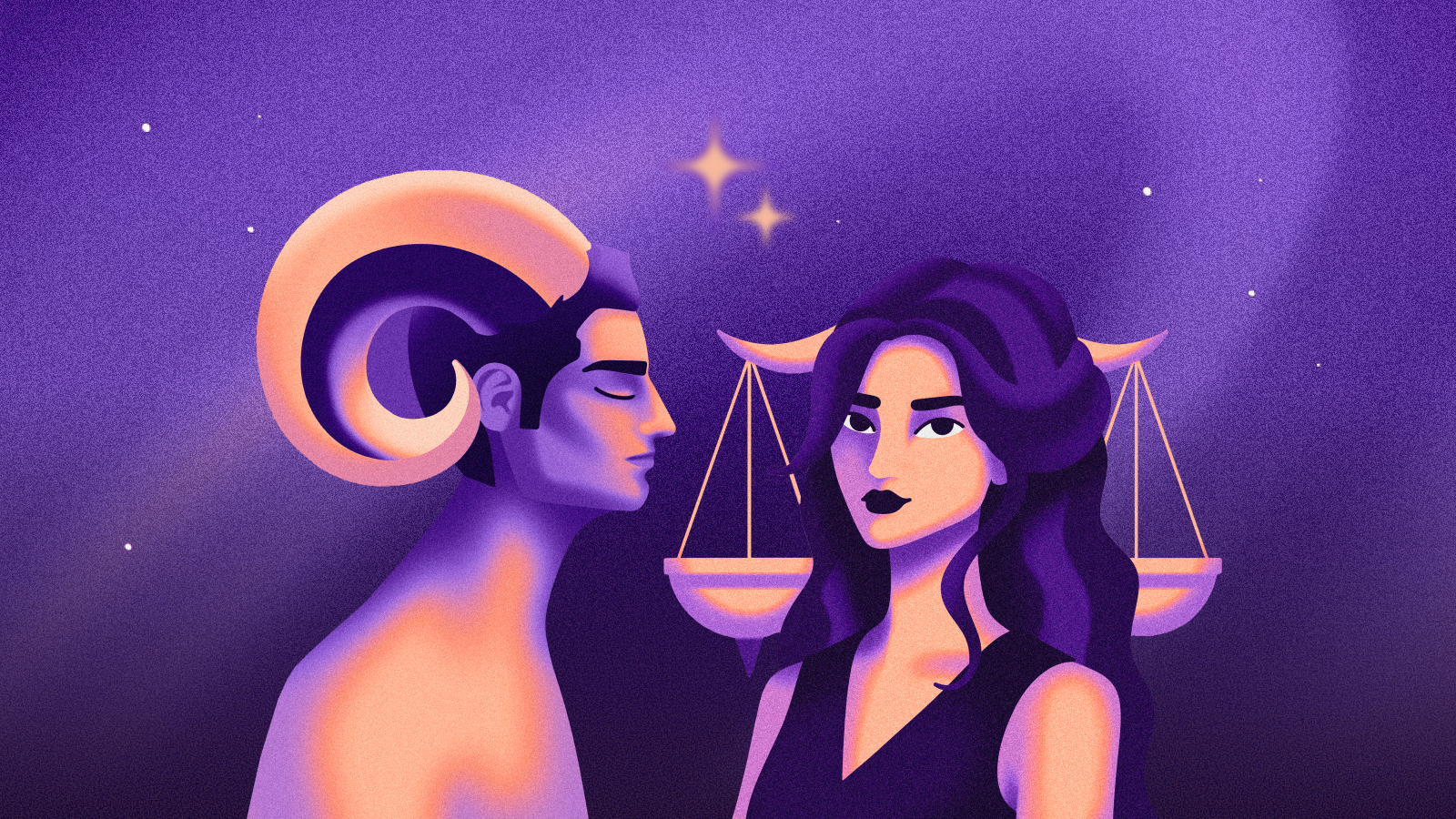 Иллюстрация к статье: Прямолинейность и изящество: совместимость Овна и Весов