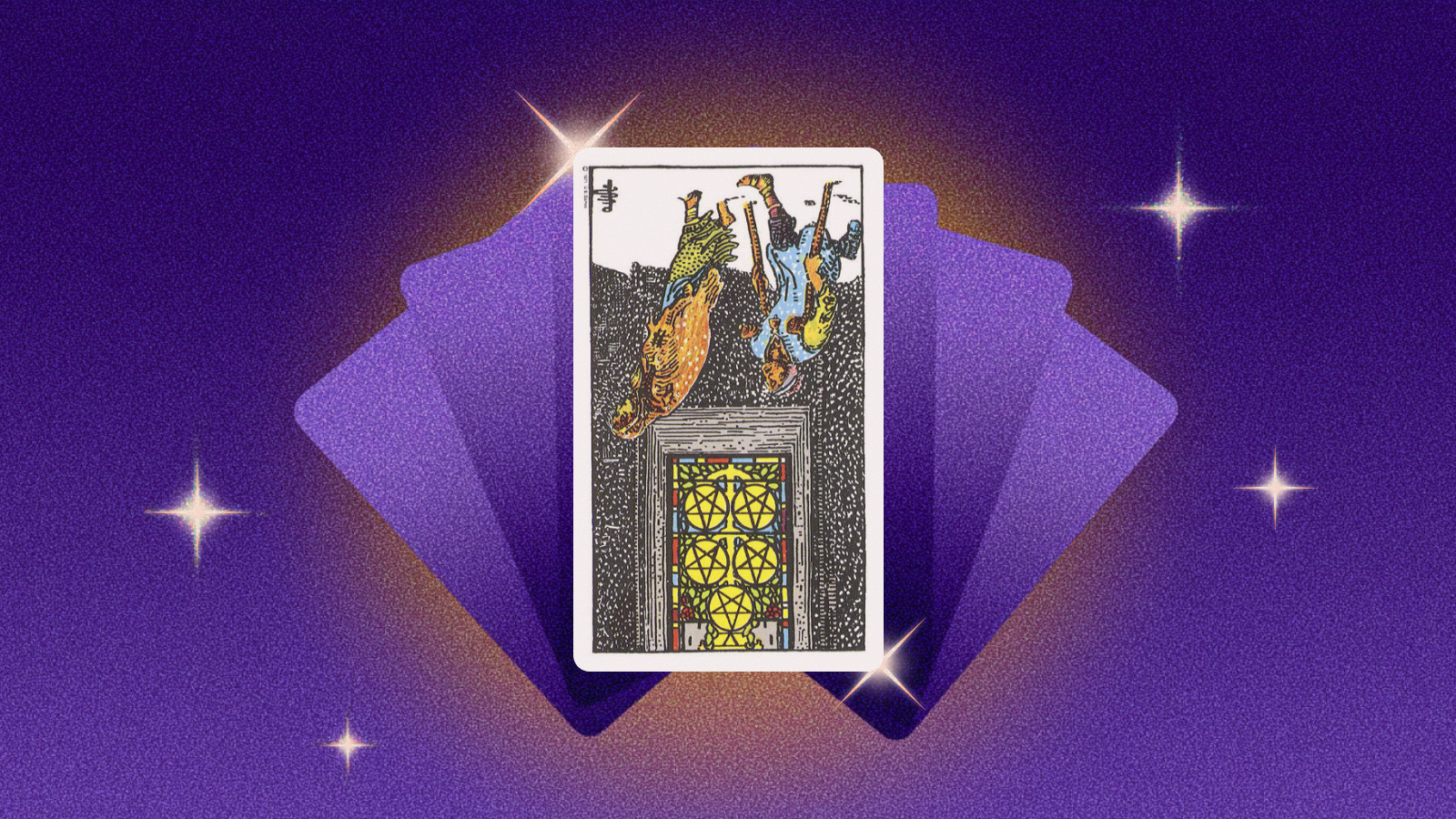 Иллюстрация к статье: Пятёрка Пентаклей в перевёрнутом положении