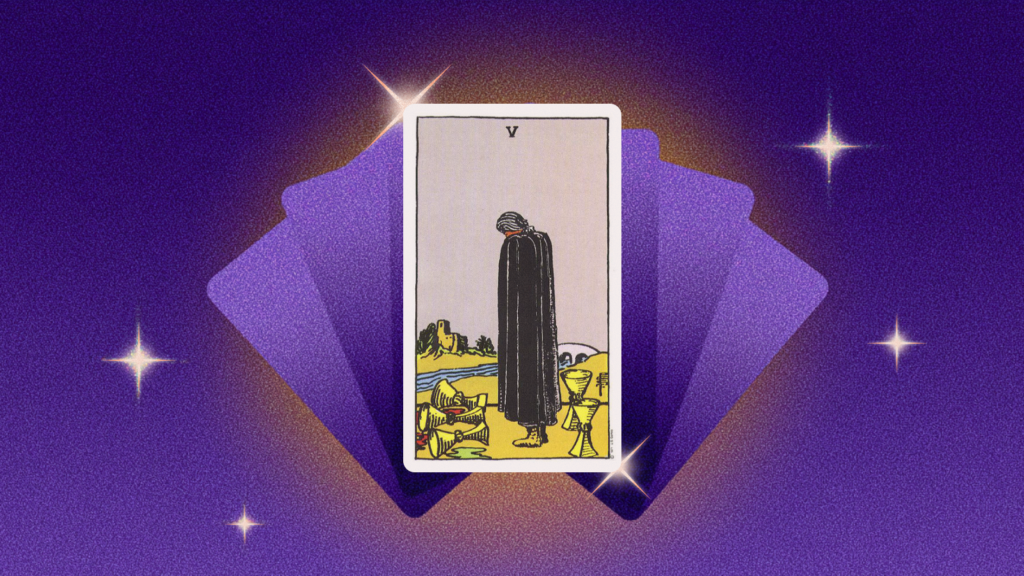 Иллюстрация к статье: Пятёрка Кубков в&nbsp;прямом положении