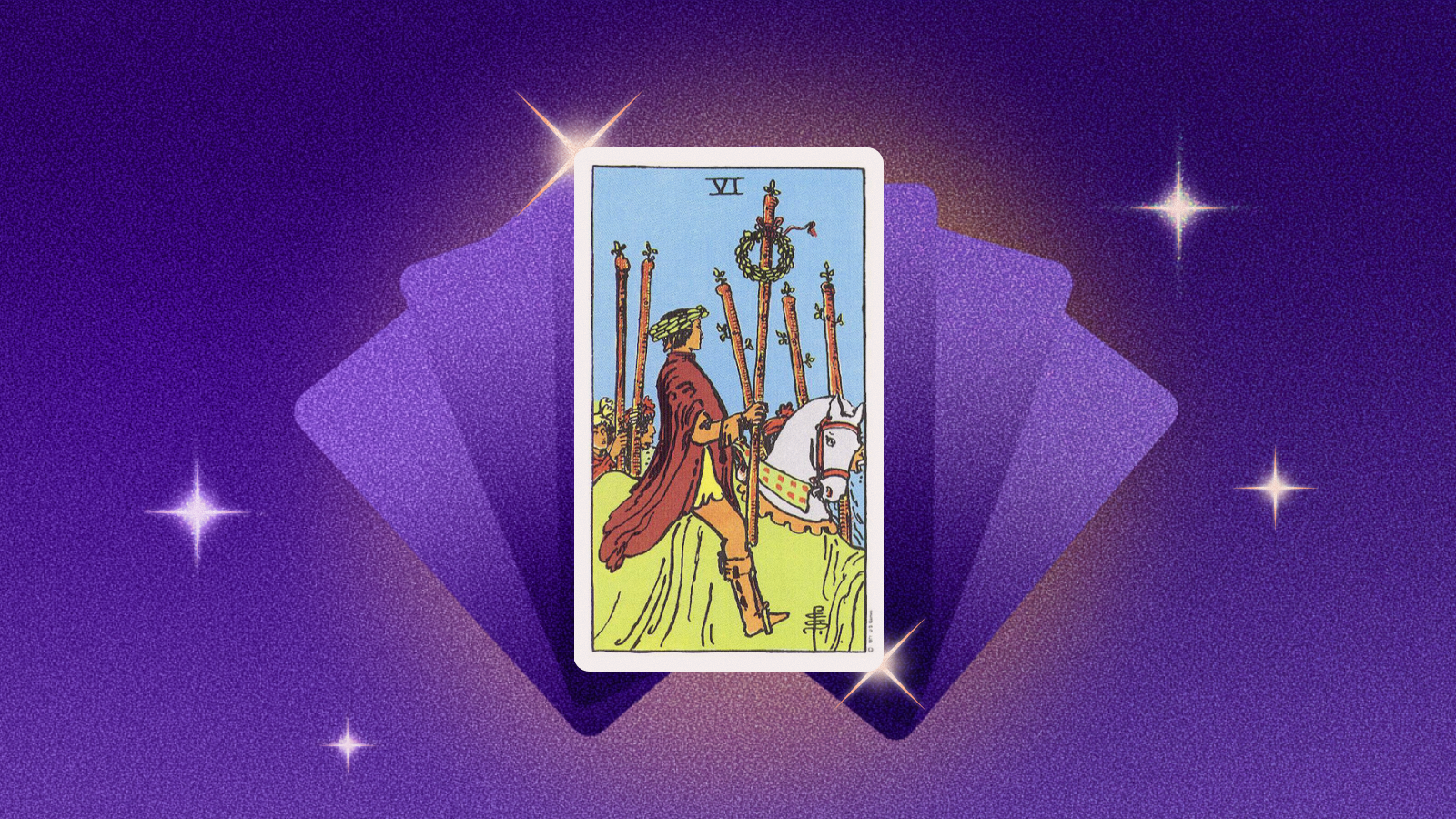 Иллюстрация к статье: Шестёрка Жезлов в прямом положении