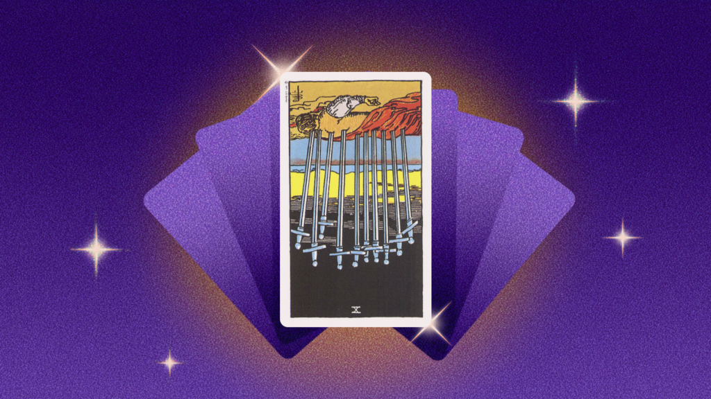 Иллюстрация к статье: Десятка Мечей в&nbsp;перевёрнутом положении