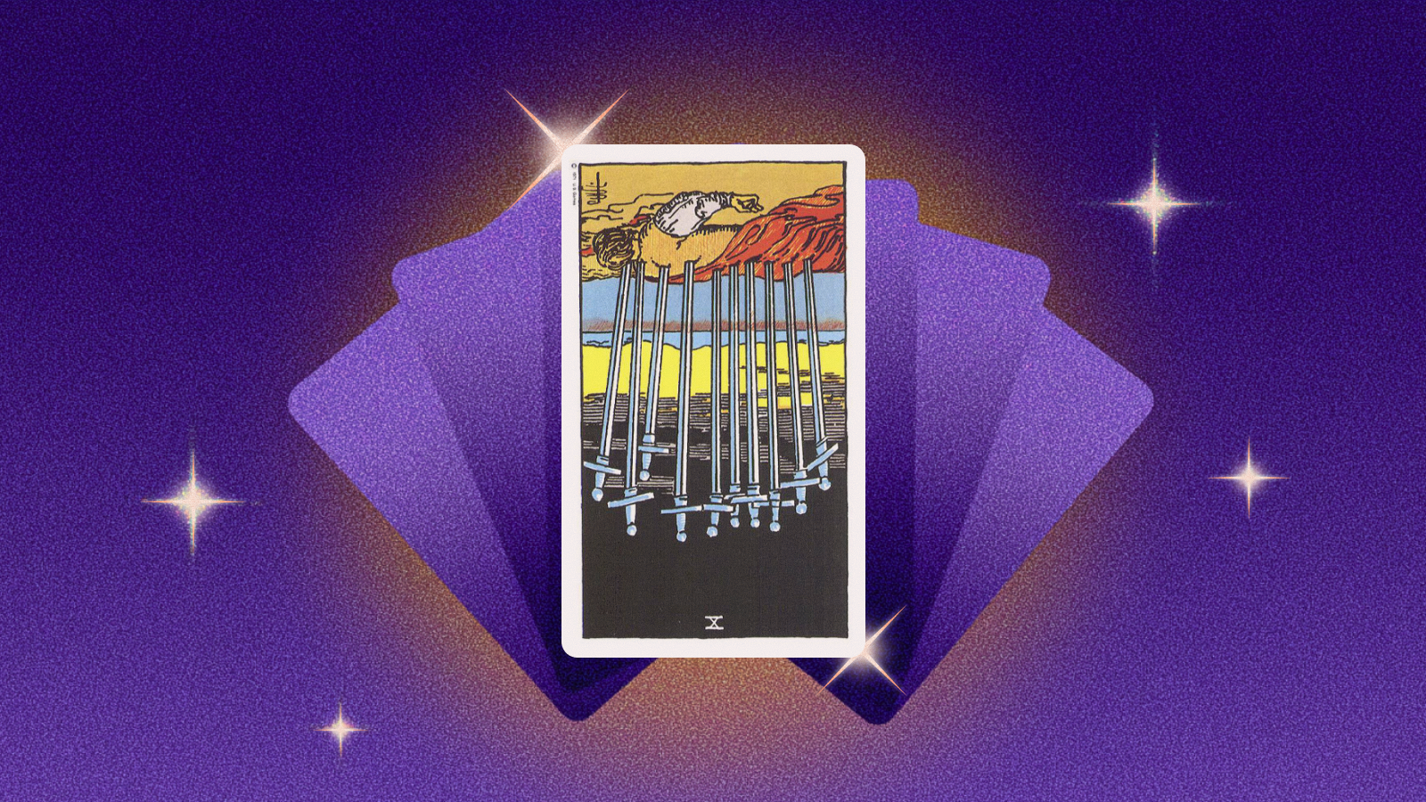 Иллюстрация к статье: Десятка Мечей в перевёрнутом положении